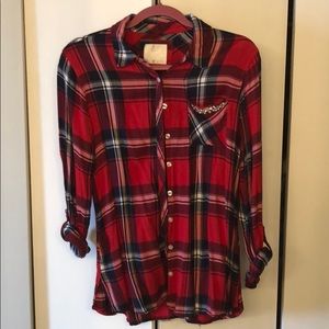 Justice Red Plaid Button Down Shirt